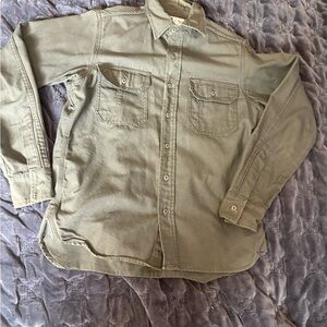 Tellason- Made in the USA Olive Green Button-Up Utility Shirt. Men’s M